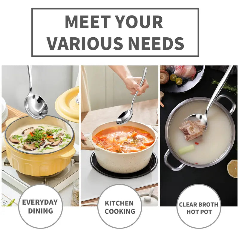 Stainless Steel Soup Spoon Set - Deep Round Bowl Design For Easier Everyday Meals