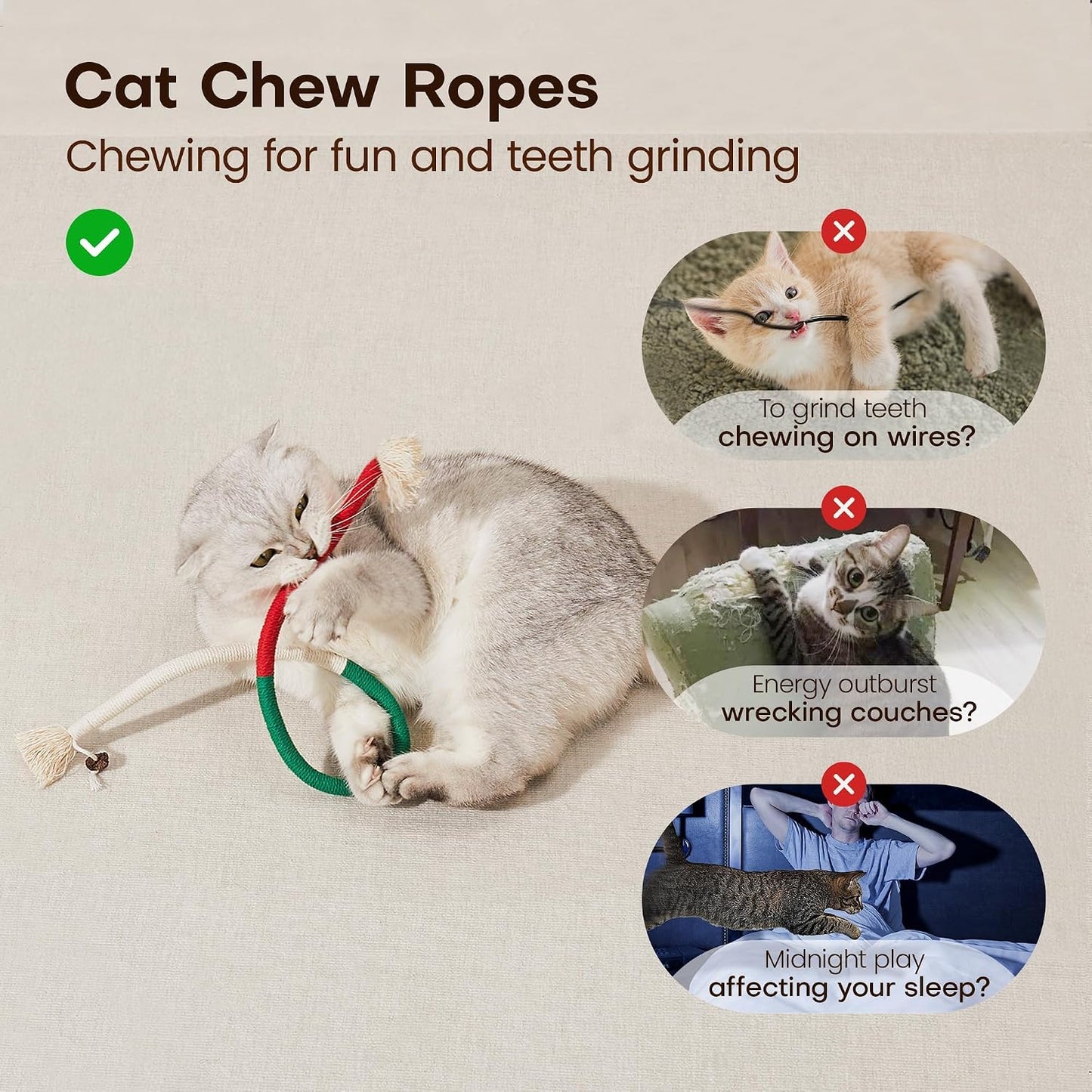 Cat Chew Rope Toy - Catnip Interactive Design For Happy Play & Healthy Chewing