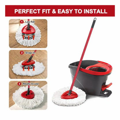 Spin Mop Replacement Kit - Microfiber Heads & Scrub Brushes For Deep Floor Cleaning