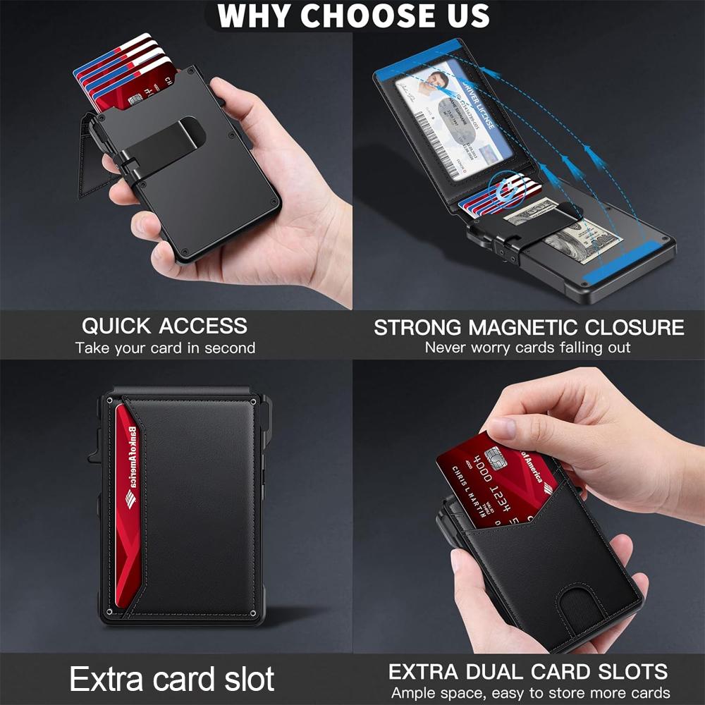Ditch the Bulk: Minimalist Pop-Up Wallet with Built-In Money Clip & Full RFID Protection
