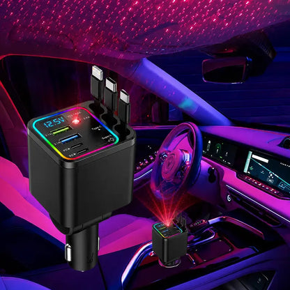Car Power Station - Galaxy LED Projection & Retractable Cables For A Futuristic Drive