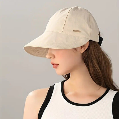 Wide Brim Ponytail Sun Hat - UPF 50+ Shade For No Hat Hair Comfort