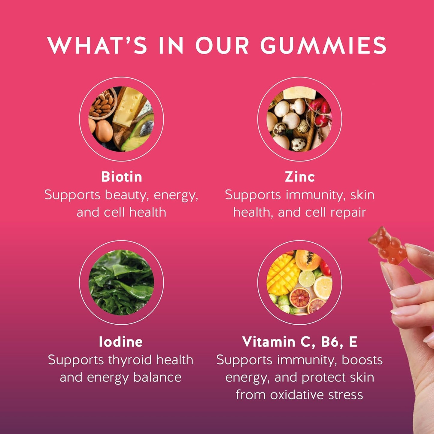 Biotin Gummies - 5000mcg Beauty Formula For Healthy Hair, Skin & Nails