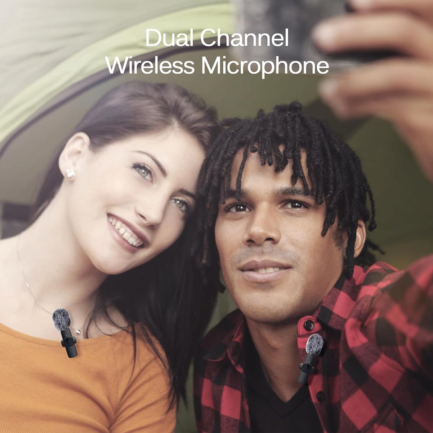 Wireless Lavalier Microphone - Dual Mic System For Clear Phone Video Recording