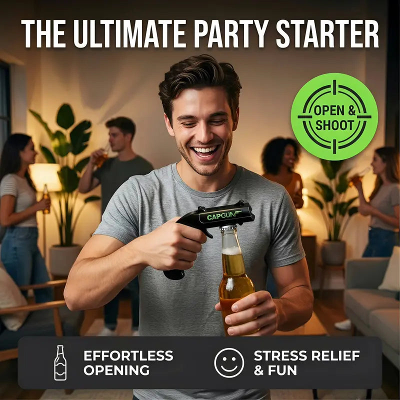 Bottle Opener Launcher - Spring Powered Cap Shooting Fun For Epic Parties