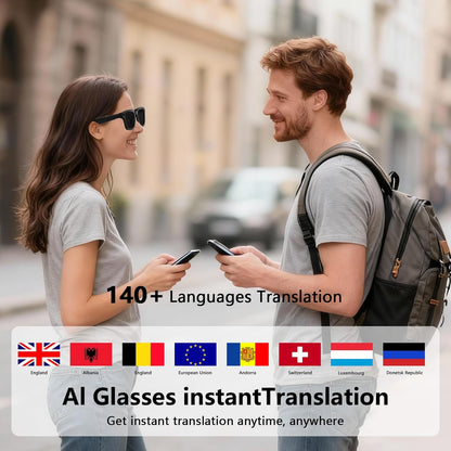 AI Smart Glasses: 8MP 4K Video Recording & Real-Time Translation (160+ Languages)