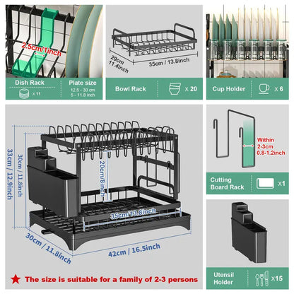 Clear the Counter: The Ultimate 2-Tier Smart-Draining Dish Rack