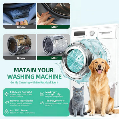 Washing Machine Cleaner Tablets - Oxygen-Activated Cleaning Formula For Deep Drum Odor & Grime Removal