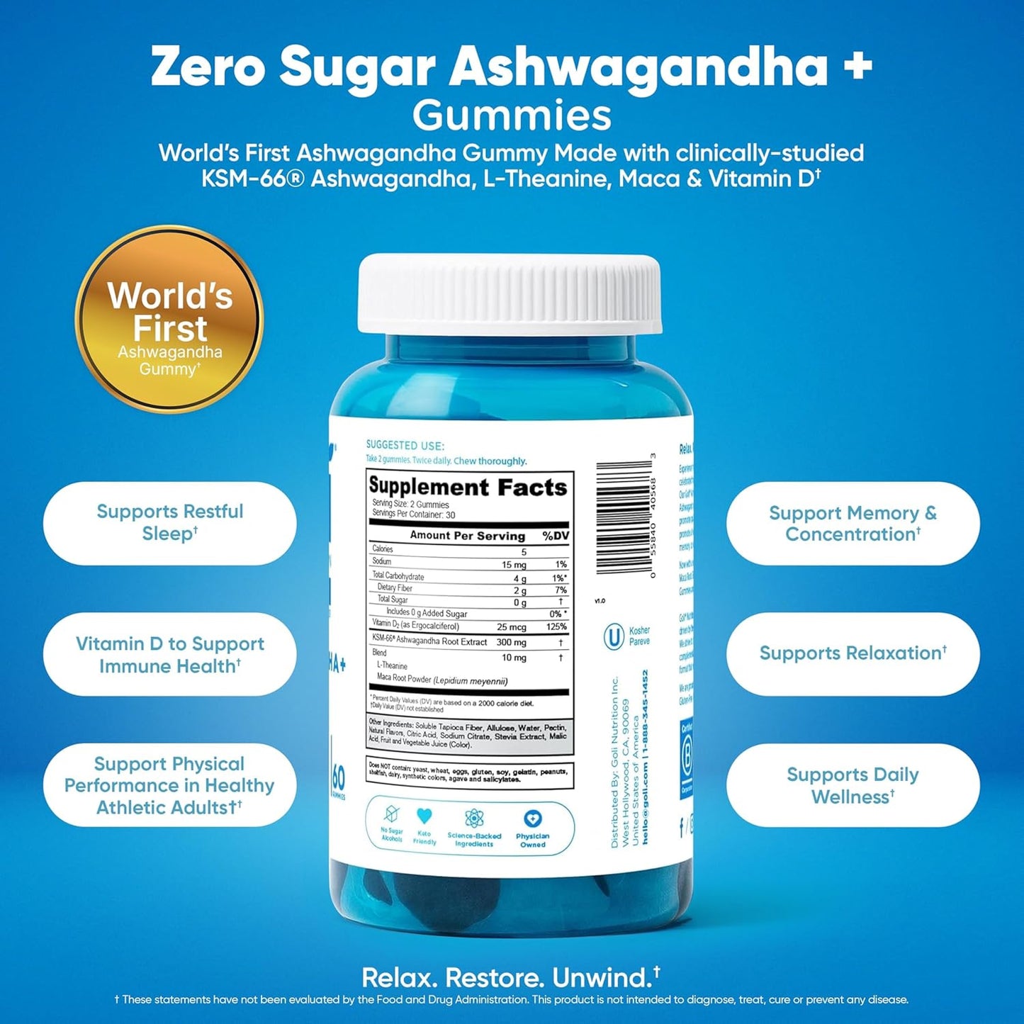 Zero Sugar 3-Bottle Wellness Gummy Trio for Daily Gut, Digestion & Stress Support Routine