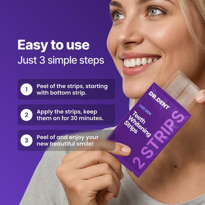 Purple Teeth Whitening Strips | Peroxide-Free & Non-Sensitive | 7-21 Sessions for Enamel Safe Brightening