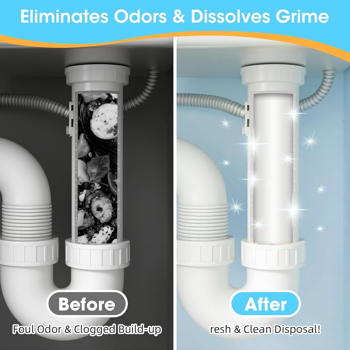 STOP GARBAGE DISPOSAL ODORS FOR UP TO 24 MONTHS