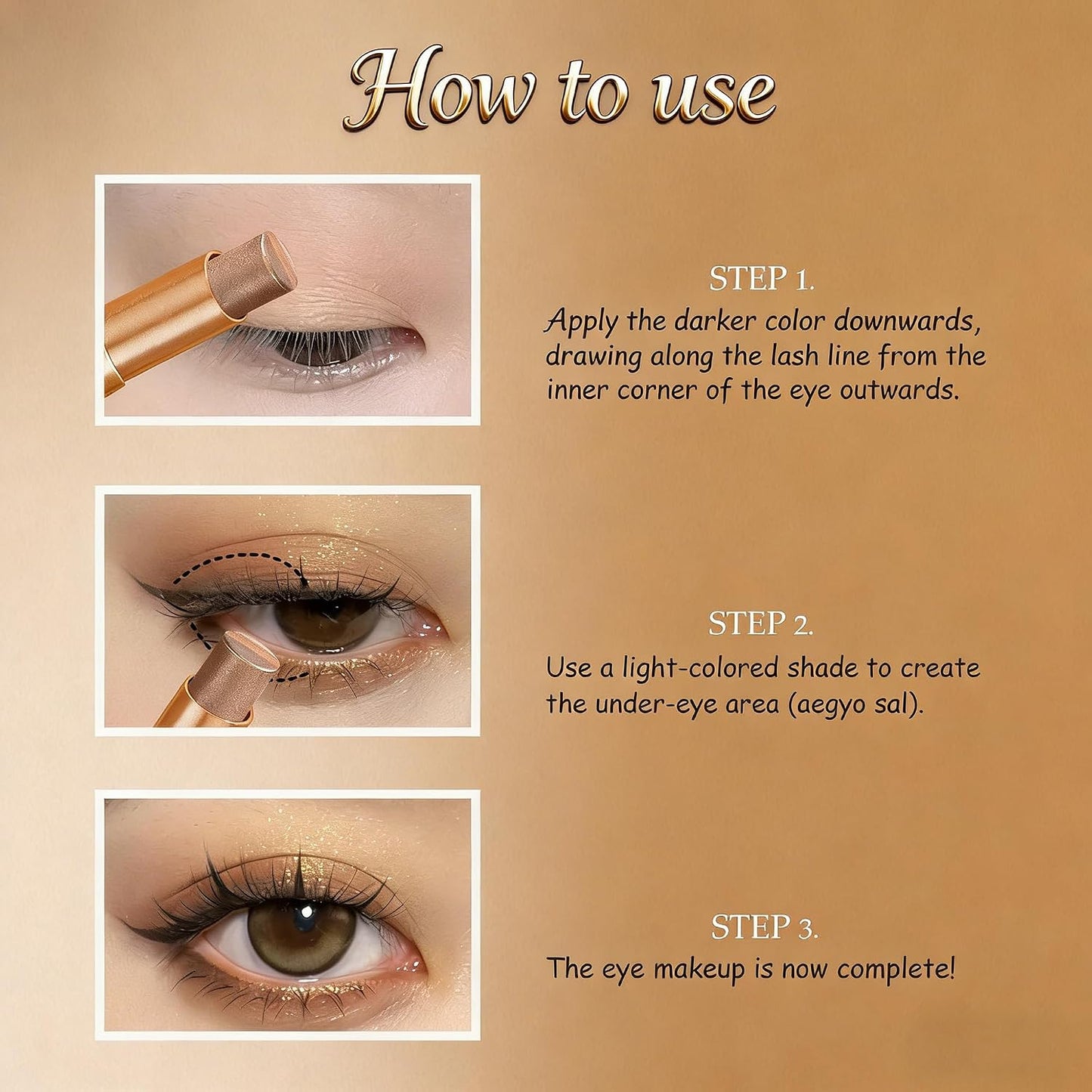 3-Color Eyeshadow Stick - One-Swipe Shimmer Glow For Effortless Eye Makeup