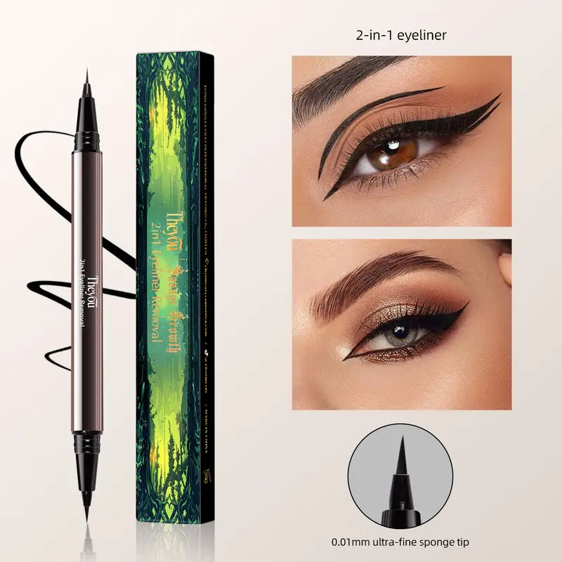 Dual Tip Liquid Eyeliner - 2-in-1 Precision Design For Effortless Eye Looks