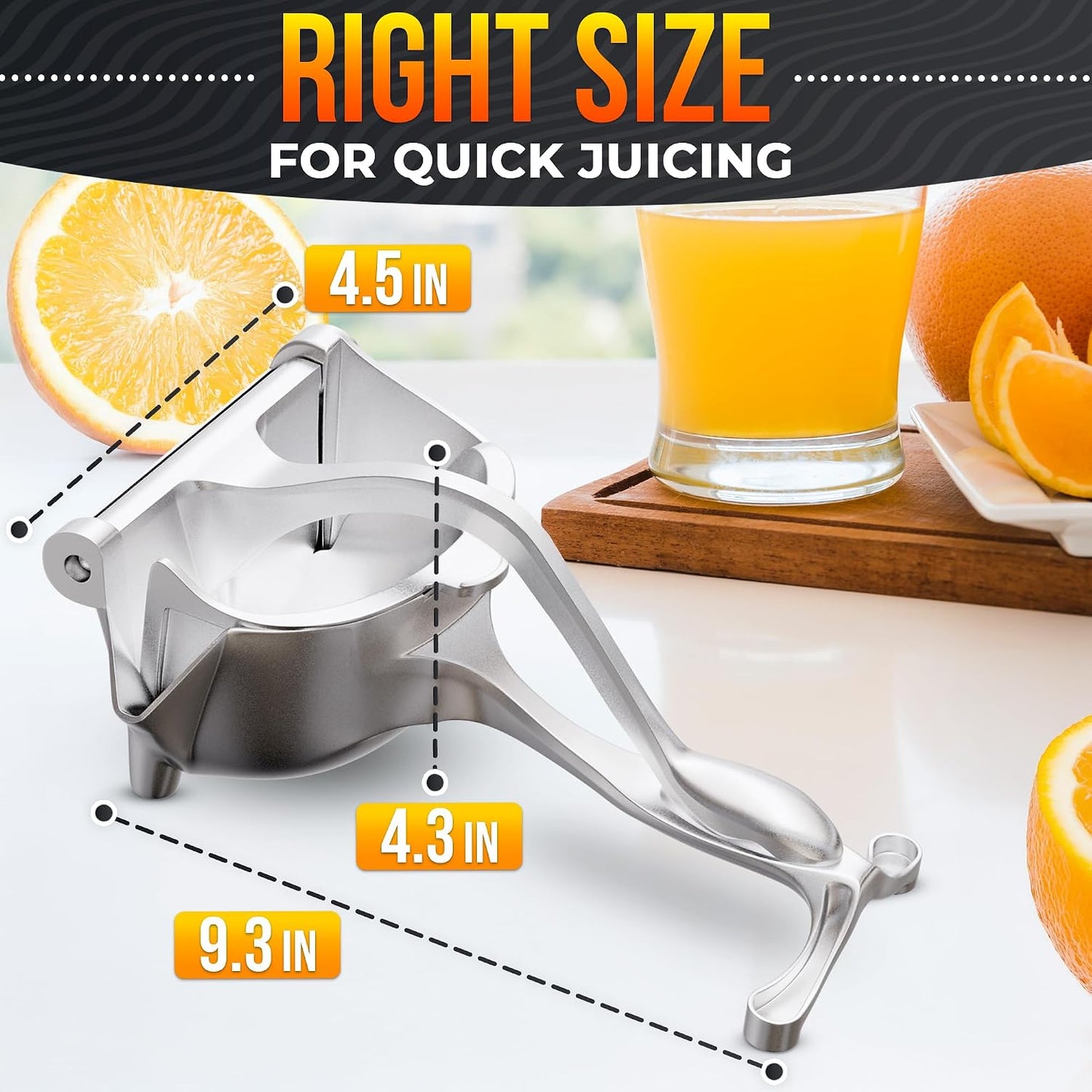 Lever-Press Citrus Juicer - High-Efficiency Squeeze Design For Fast Fresh Juice Extraction