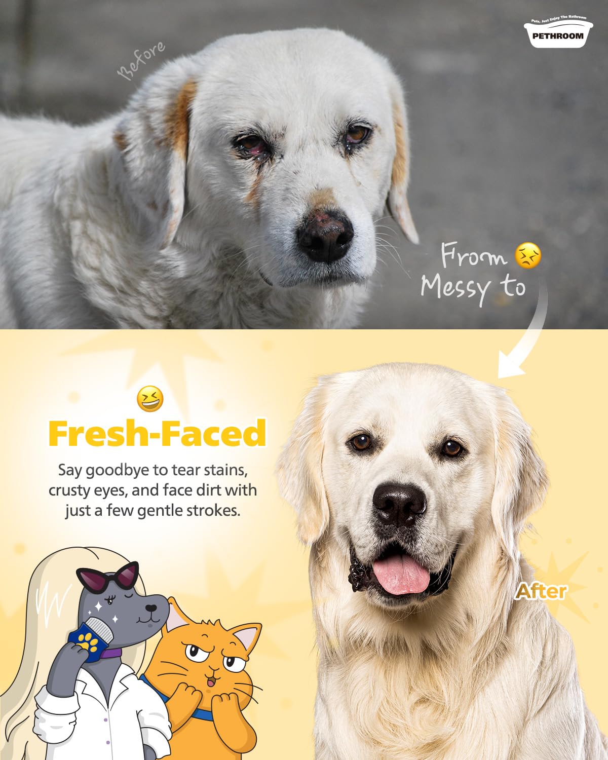 Bright Eyes, Clean Face — The Ultimate Gentle Groomer For Your Pet’s Delicate Areas. 🐾✨ - 3 Pack