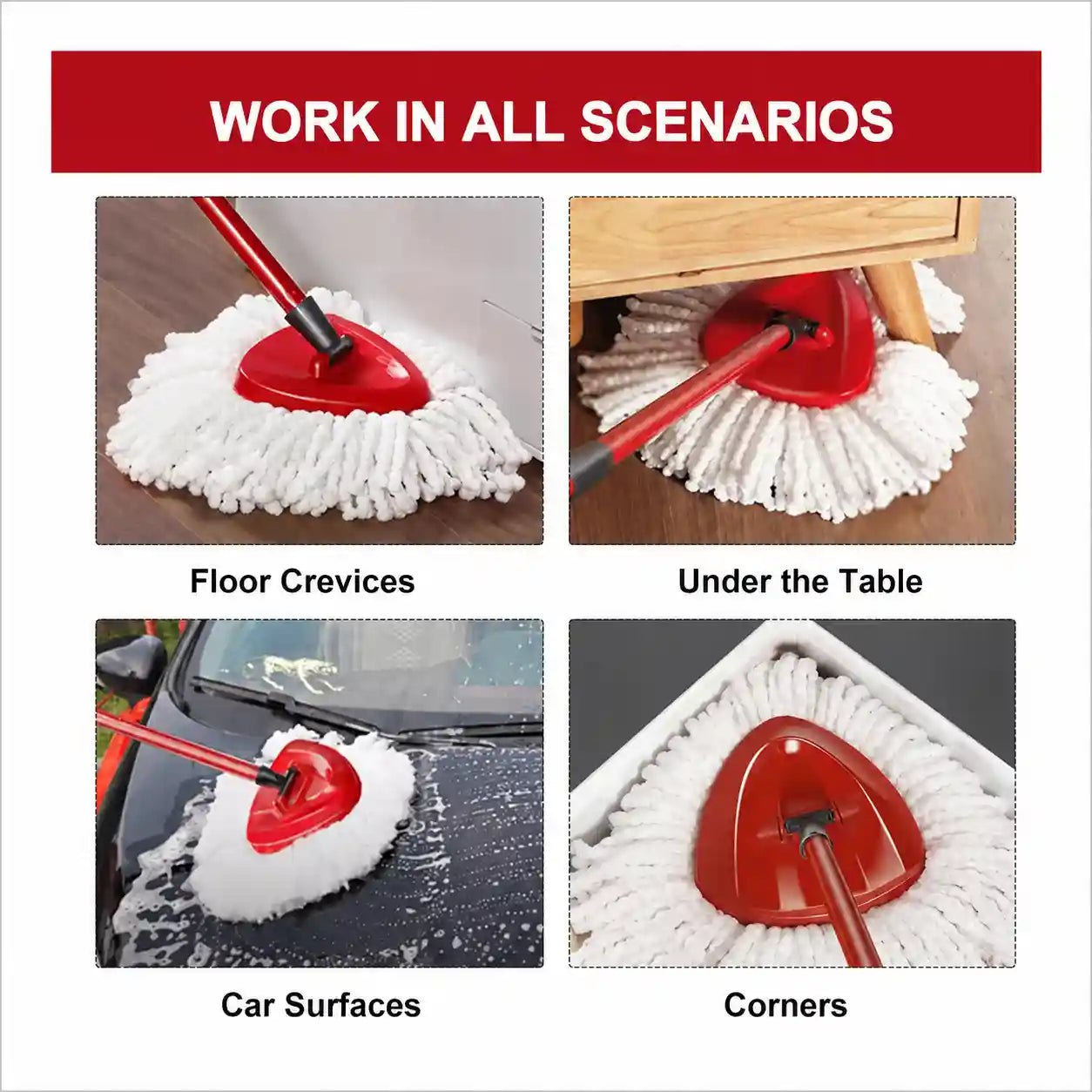 Spin Mop Replacement Kit - Microfiber Heads & Scrub Brushes For Deep Floor Cleaning