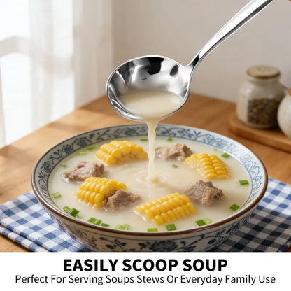 Stainless Steel Soup Spoon Set - Deep Round Bowl Design For Easier Everyday Meals