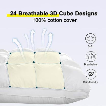 Quilted Puff Pillow – Soft Grid Design For Cloud-Like Sleep Comfort & Full Night Support