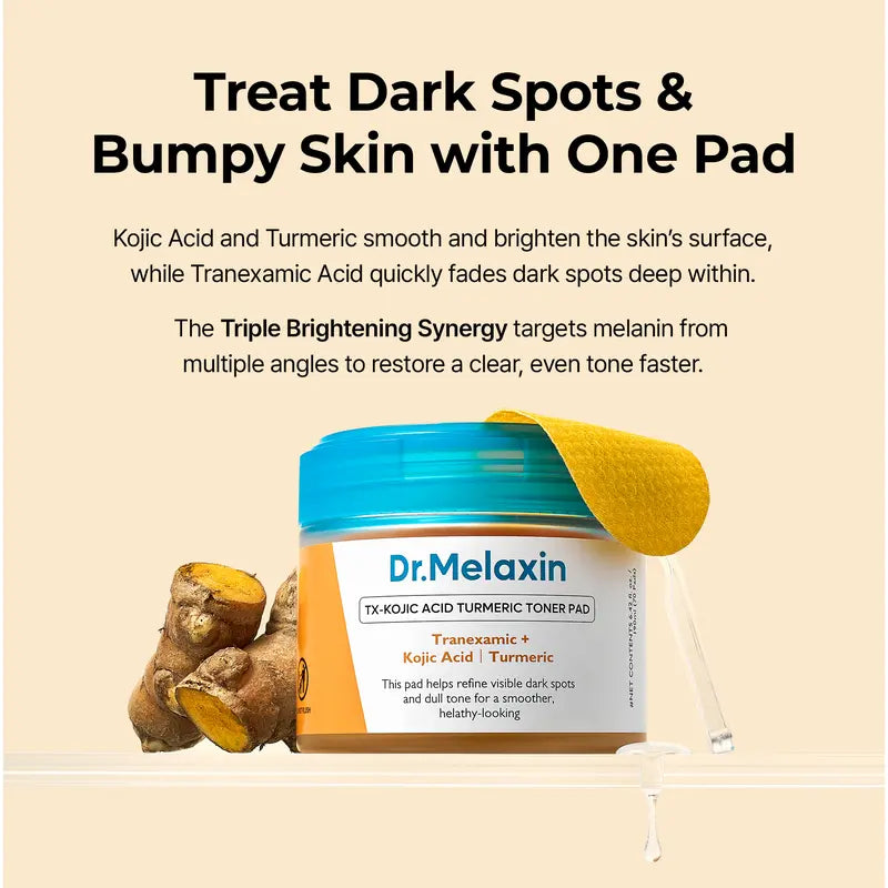 Kojic Acid Toner Pads - TX Brightening Formula For Dark Spots & Uneven Skin Tone