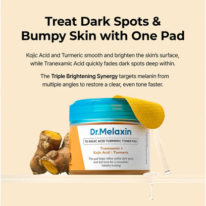 Kojic Acid Toner Pads - TX Brightening Formula For Dark Spots & Uneven Skin Tone