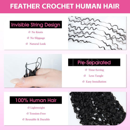 Human Hair Crochet Extensions - Pre-Looped Burmese Curly For Natural Full Volume