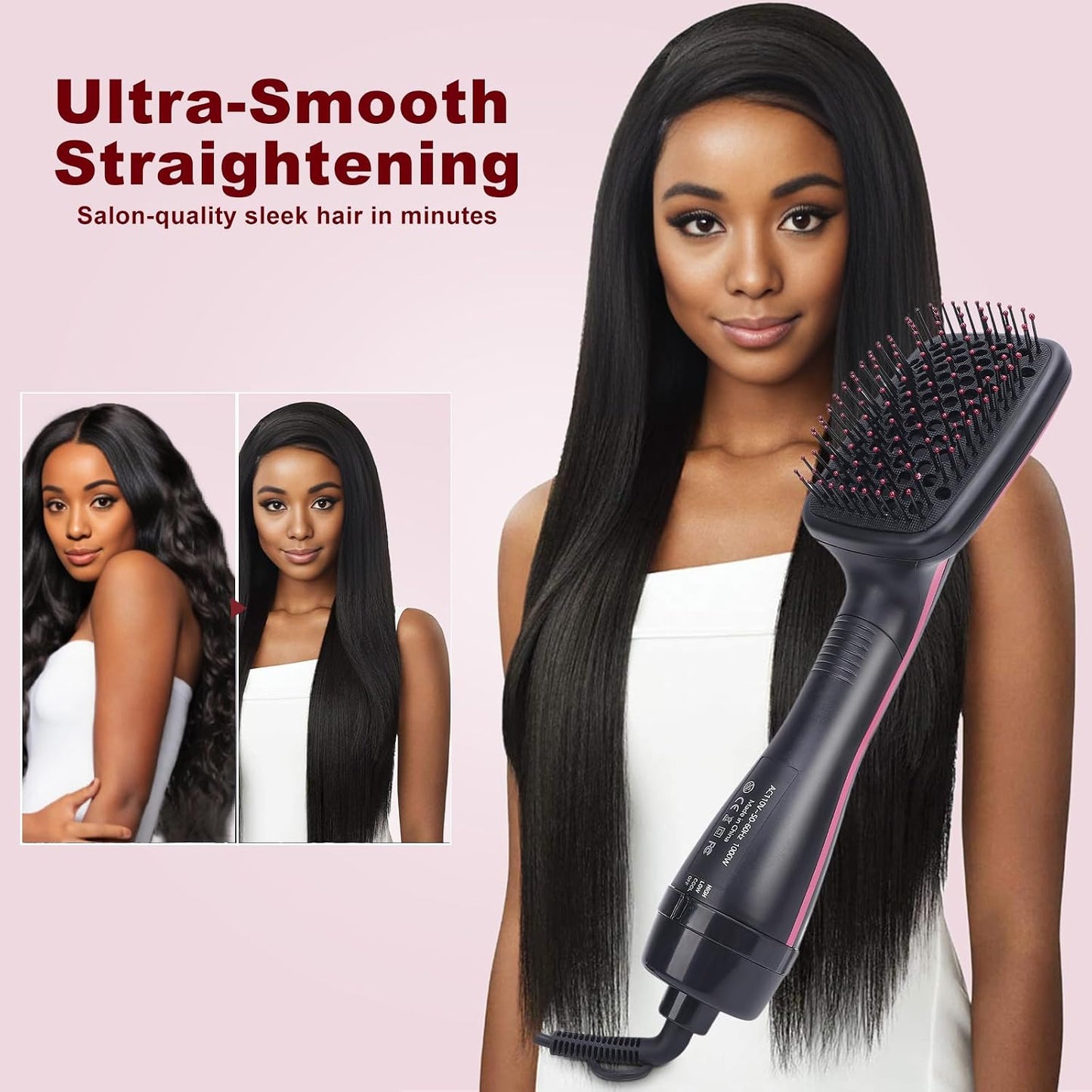 2-in-1 Hair Dryer Brush - Hot Air & Negative Ion Technology For Smooth Voluminous Hair