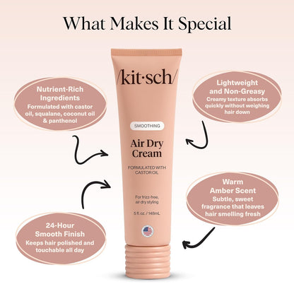 Air Dry Cream - Castor Oil Smoothing Formula For Frizz-Free Natural Hair