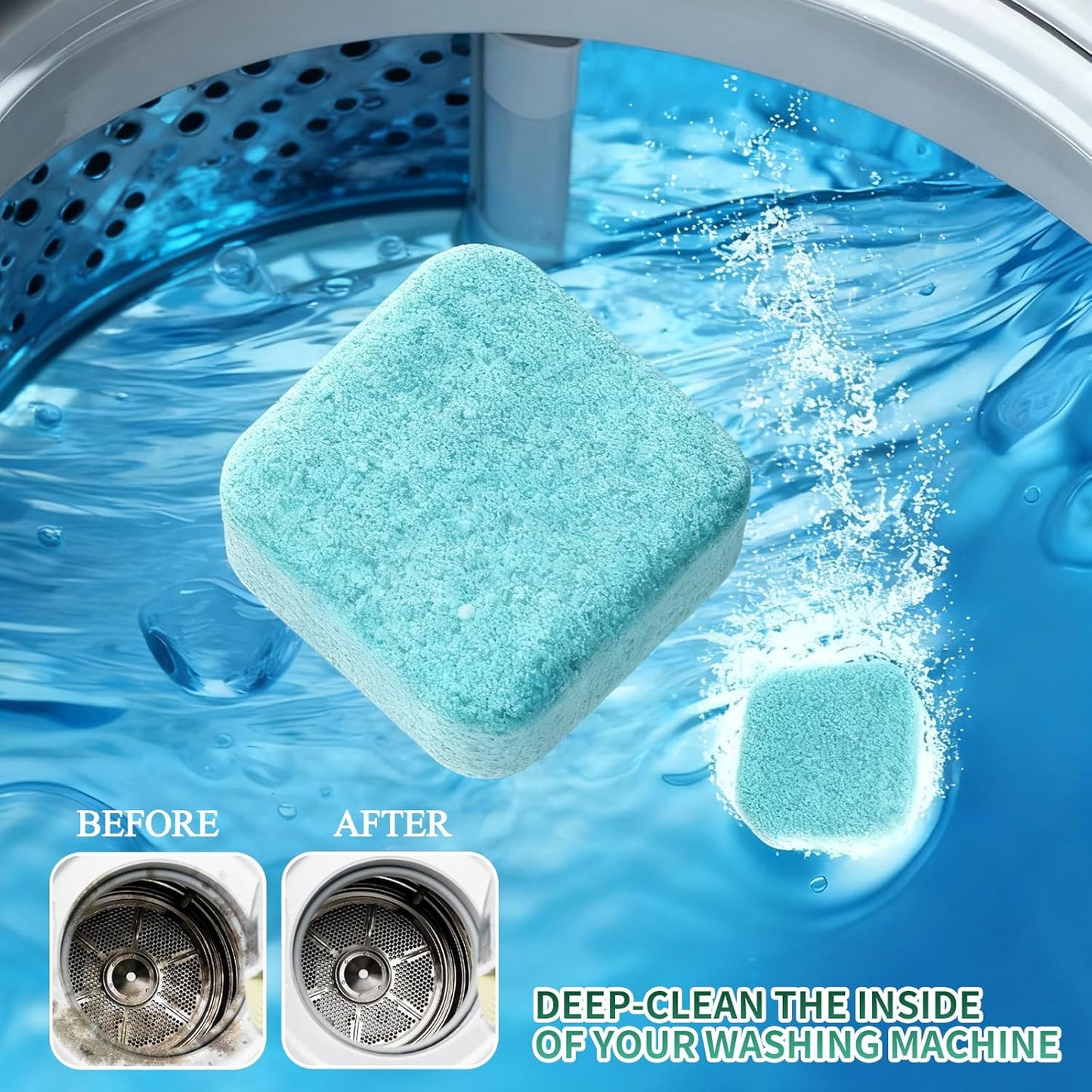 Washing Machine Cleaner Tablets - Oxygen-Activated Cleaning Formula For Deep Drum Odor & Grime Removal