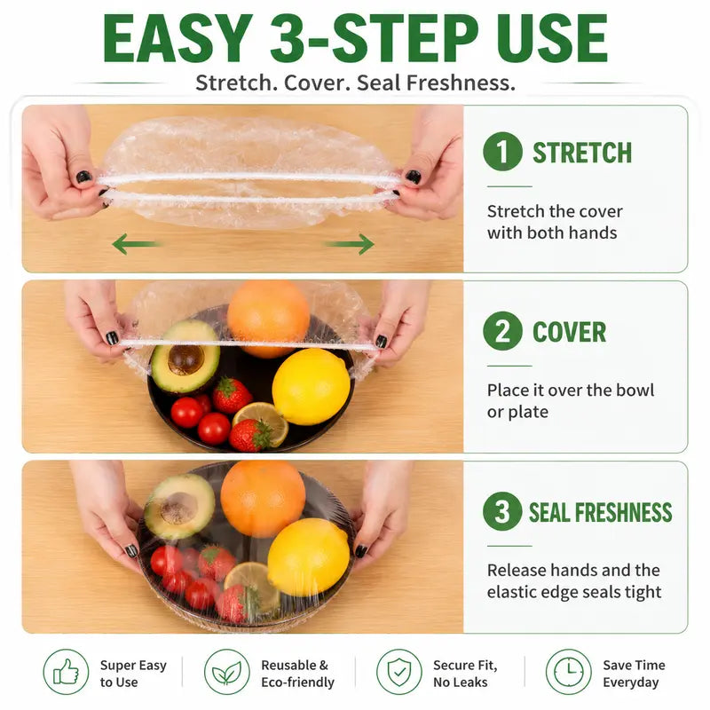Stretch Food Covers - Elastic Fit Design For Quick Food Storage
