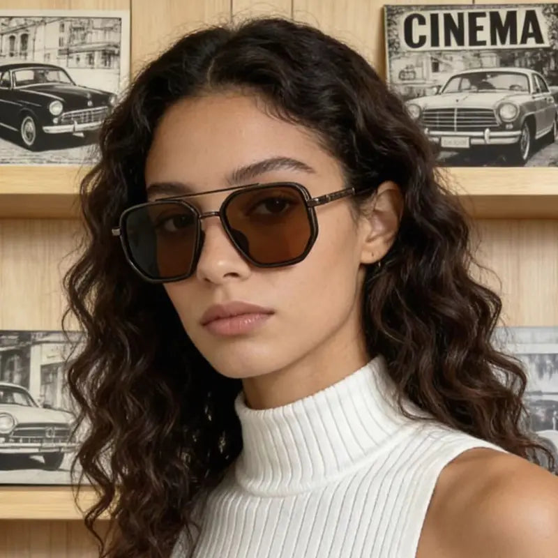 Geometric Double-Beam Sunglasses - Oversized Statement Frame For An Instant Outfit Upgrade