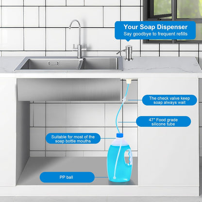 Sink Soap Dispenser - 39" Hidden Tube For A Cleaner Kitchen