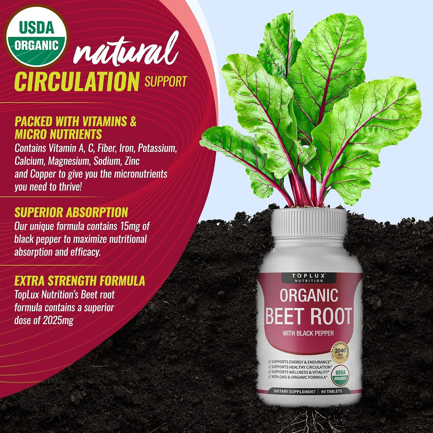 Beet Root Capsules - Nitric Oxide Support for Daily Energy, Circulation & Active Living