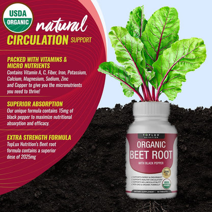 Beet Root Capsules - Nitric Oxide Support for Daily Energy, Circulation & Active Living