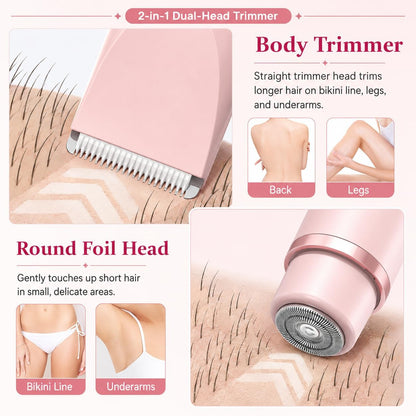 Women’s 2-in-1 Electric Shaver & Trimmer – Titanium-Ceramic Dual Grooming for Smooth Full-Body Care