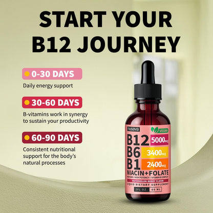 Liquid Vitamin B12 Drops - High Potency B-Complex Formula For Daily Energy Support