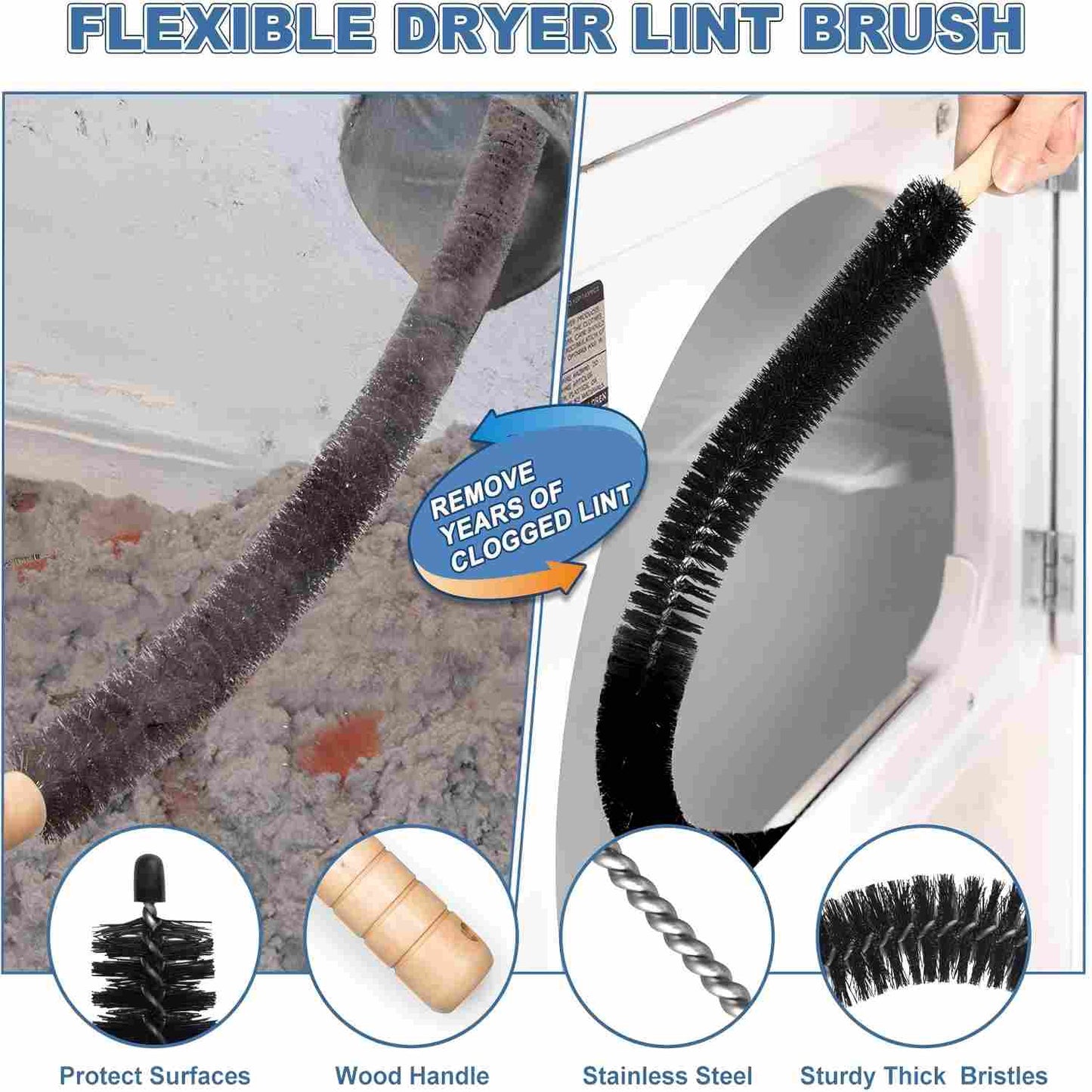 Dryer Vent Cleaner Kit - Vacuum Powered Deep Lint Removal For Better Dryer Performance