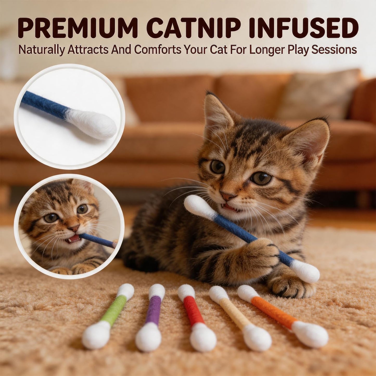 Cat Toy - Giant Q-Tip Design For Endless Play & Boredom Relief