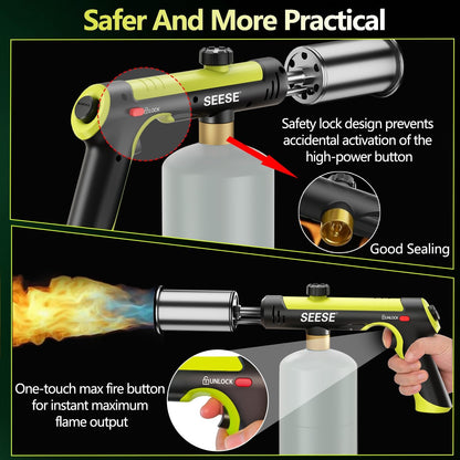 One-Touch Adjustable Flame Torch for Charcoal, Campfires, BBQ & Outdoor Cooking