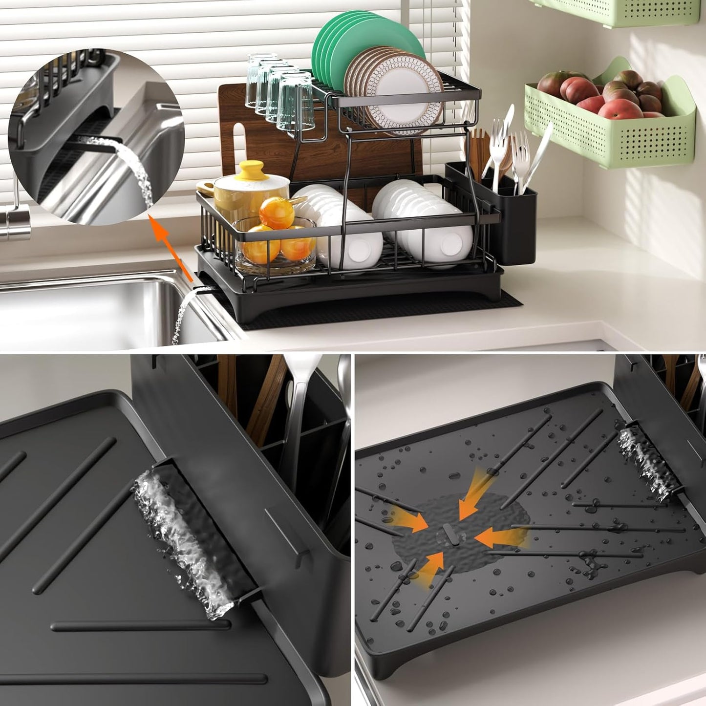 Clear the Counter: The Ultimate 2-Tier Smart-Draining Dish Rack