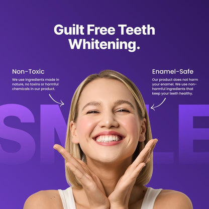 Purple Teeth Whitening Strips | Peroxide-Free & Non-Sensitive | 7-21 Sessions for Enamel Safe Brightening