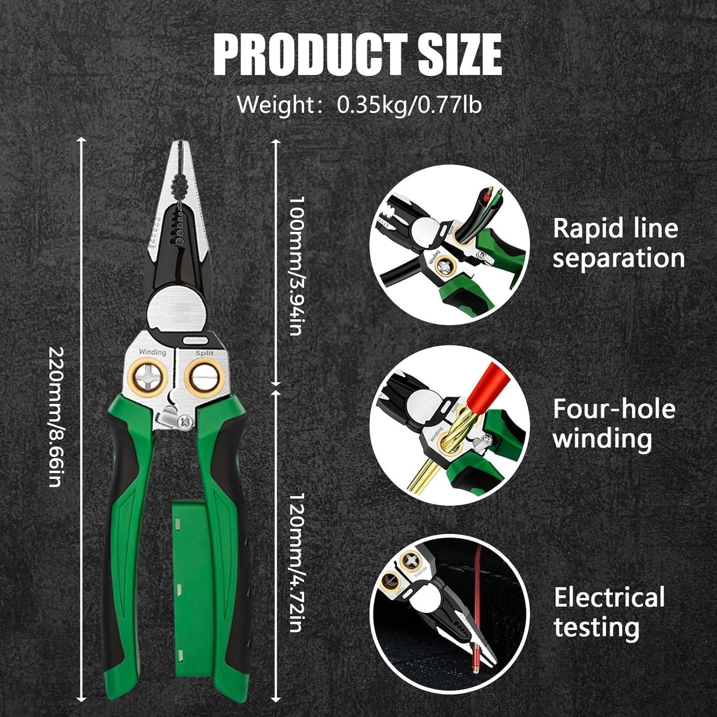 8-in-1 Premium Stainless Steel Wire Stripper with Built-In Tester
