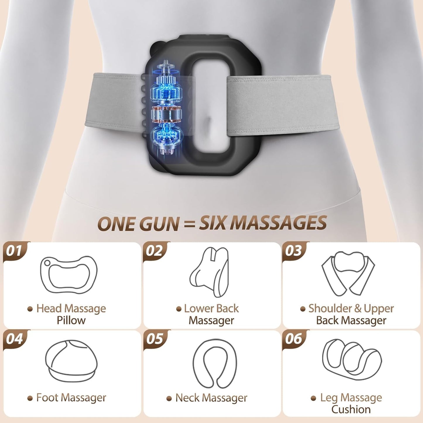 Wearable Fascia Massage Ring - Hands-Free Vibration Compression Belt for Waist & Back Daily Comfort & Relaxation