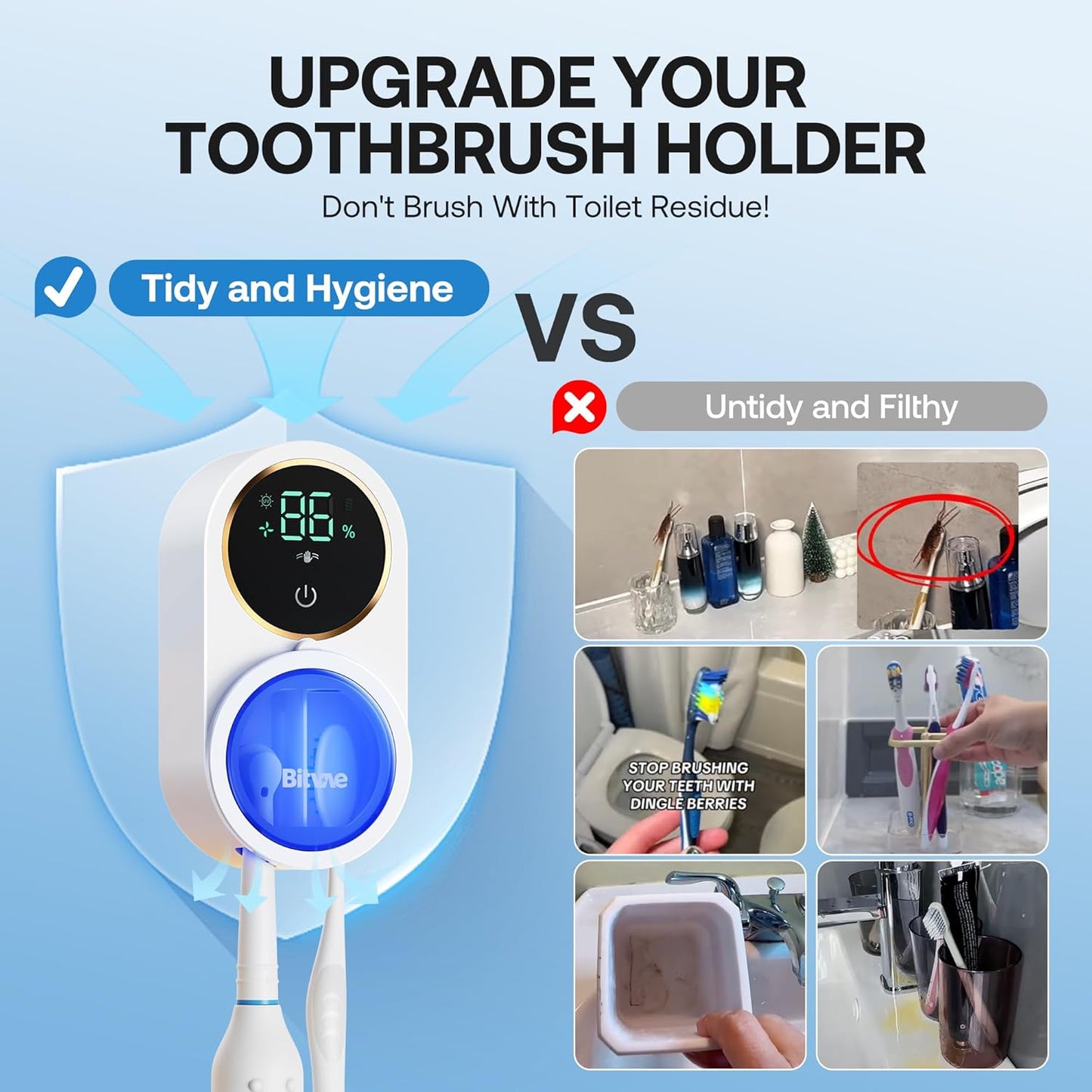 PureSonic UV-C Smart Toothbrush Sanitizer