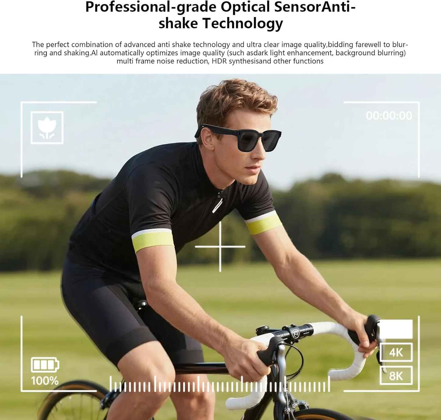 AI Smart Glasses: 8MP 4K Video Recording & Real-Time Translation (160+ Languages)
