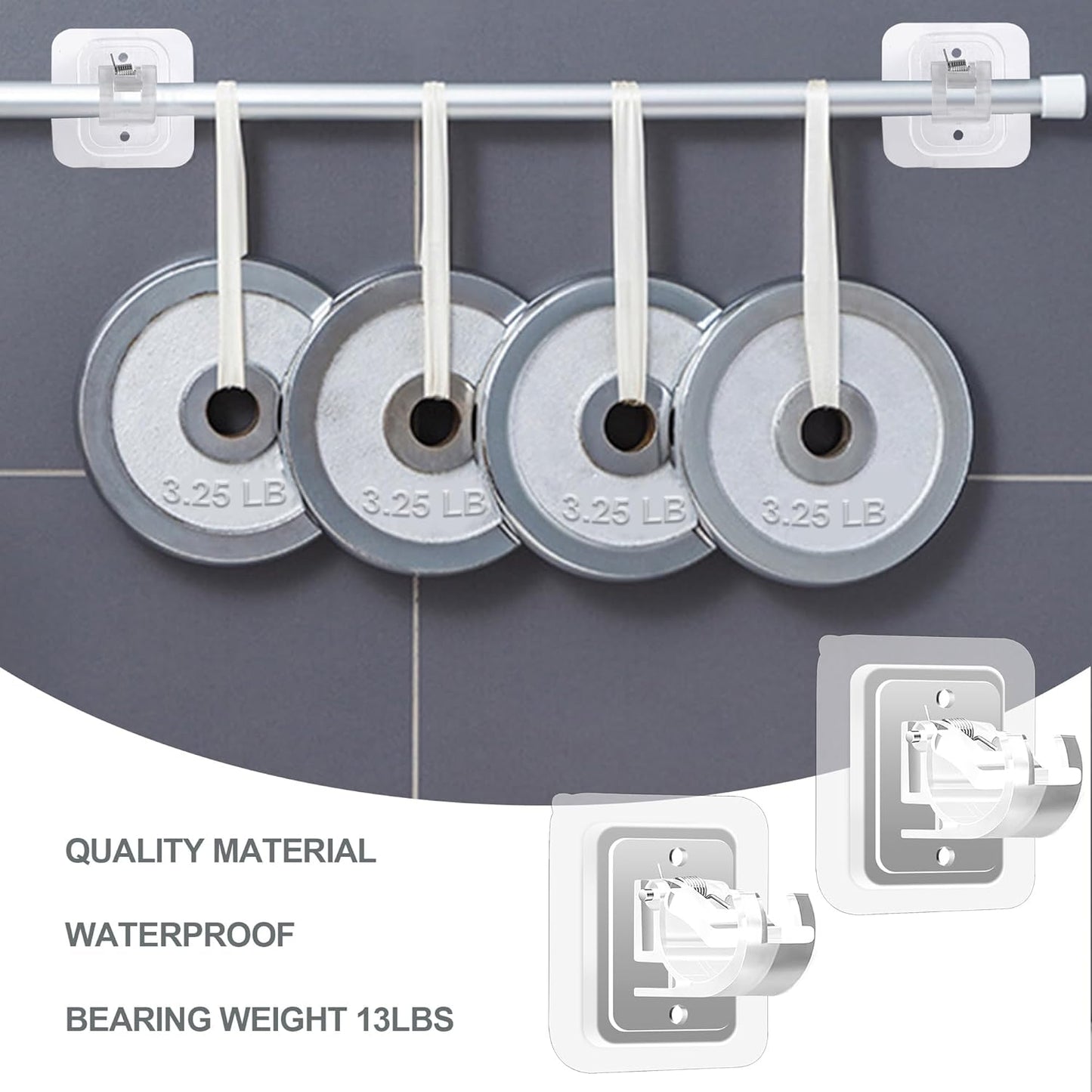 No-Drill Curtain Rod Brackets - Clear Adhesive Design For Easy Hanging