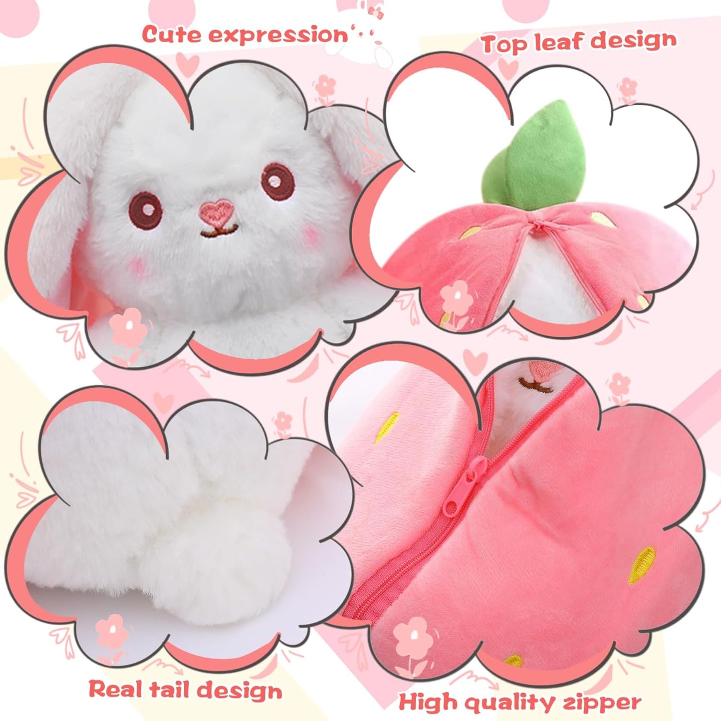 One Zip, Two Surprises — The World’s Most Adorable Transforming Bunny. 🍓🐰