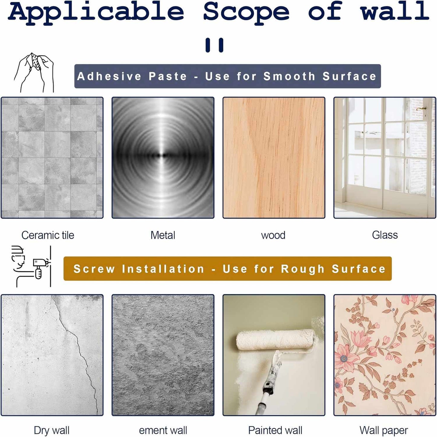 No-Drill Curtain Rod Brackets - Clear Adhesive Design For Easy Hanging