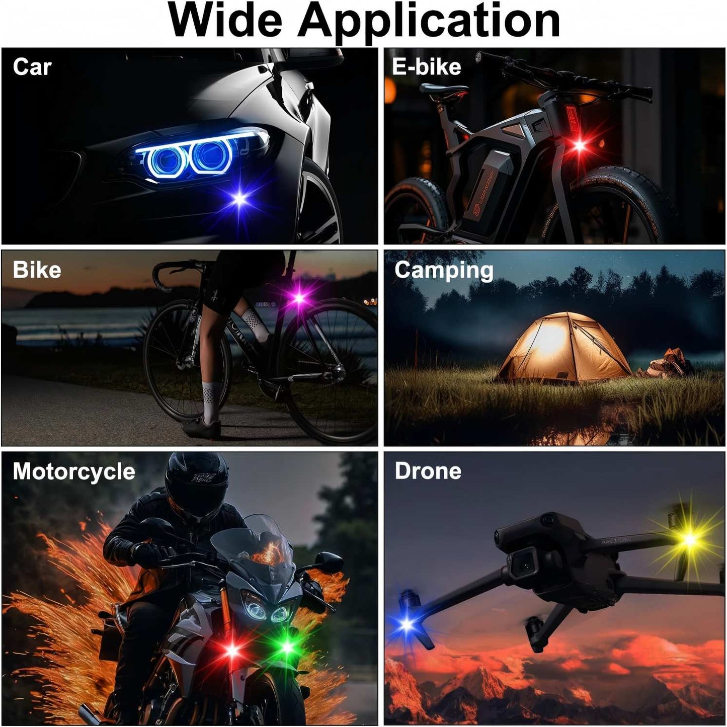 RGB LED Strobe Light Kit - Wireless Remote Multi-Mode Flashing For Night Riding Visibility & Safety Upgrade