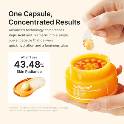 Capsule Brightening Cream - Kojic Acid & Turmeric Gel Capsules For Radiant-Looking Even Skin Tone