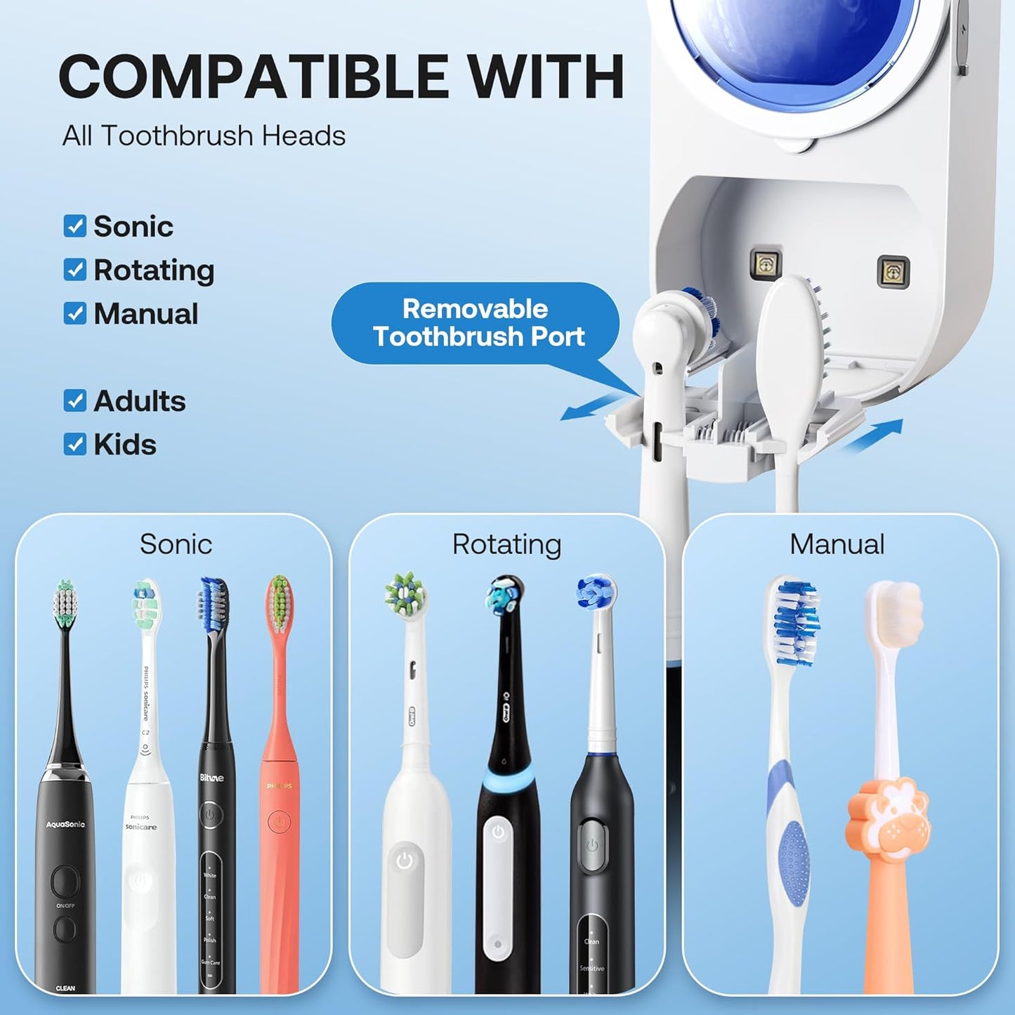 PureSonic UV-C Smart Toothbrush Sanitizer